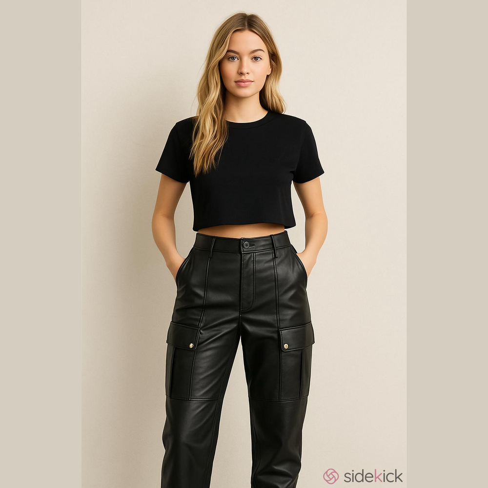 Jason Wu Black Vegan Leather Y2K Pants Size 2 Cargo